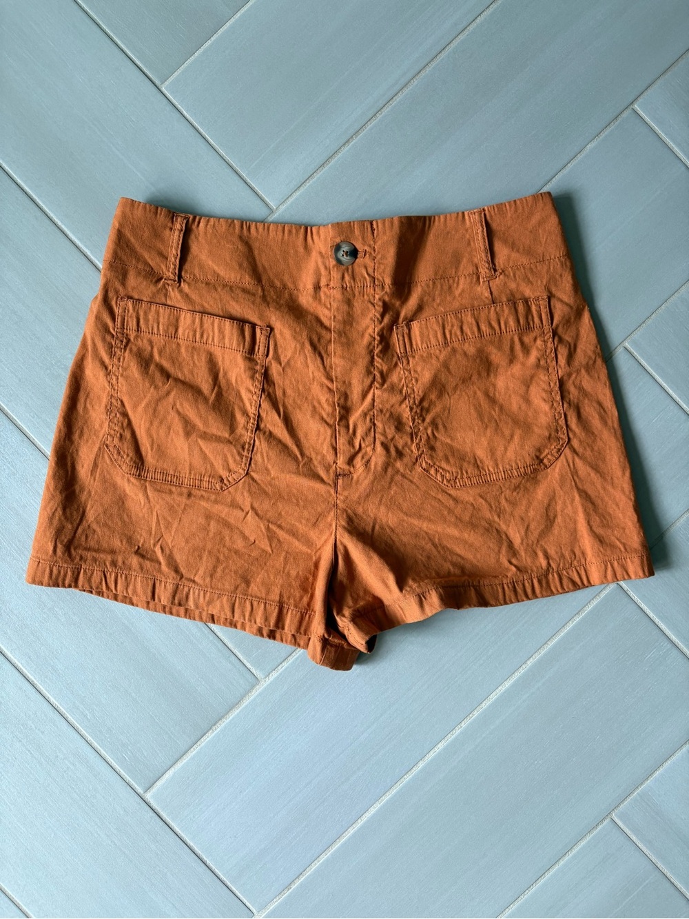 Anthropologie Maeve The Colette High-Waist Rust Orange Linen-Cotton Shorts